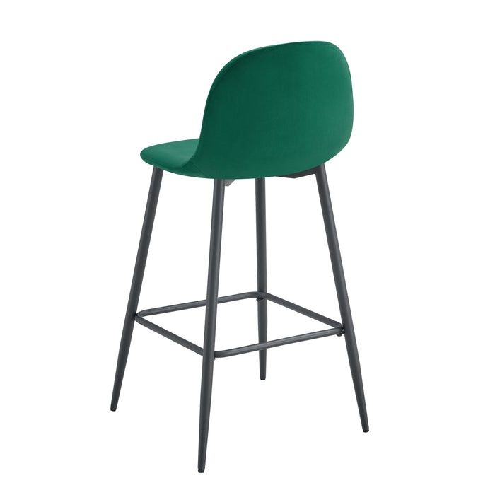TABOURET DE BAR SCANDINAVE PIED METAL NOIR VELOURS VERT SAPIN - image 3