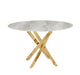 Table a manger ronde JESSICA XXL Gold 120 cm 4 couverts marbré gris