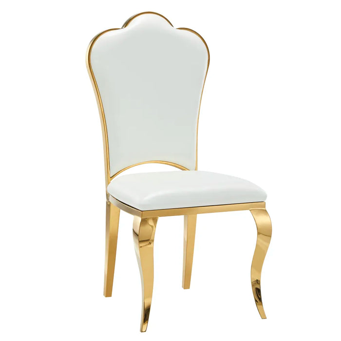 Chaise Prestige gold simili cuir   SAKURA blanc