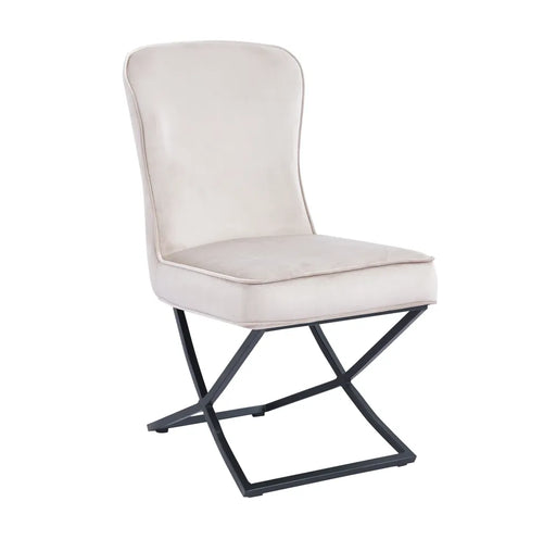 Chaise GABRIELLE Métal noir Velours Capitonné beige