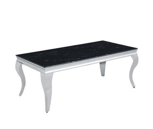 Table basse BAROQUE Chrome  120x60x45 cm marbré noir