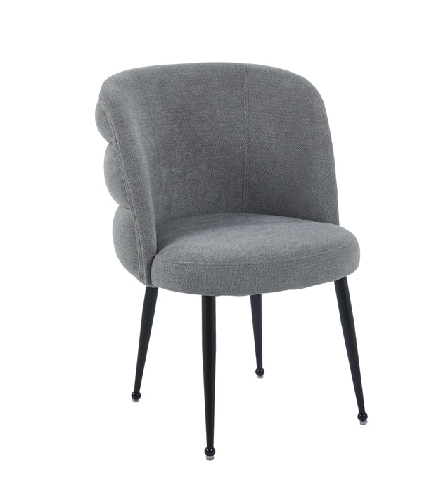 CHAISE SACHA PIEDS METAL NOIR ASSISE ANTHRACITE TISSU EFFET LIN - image 1