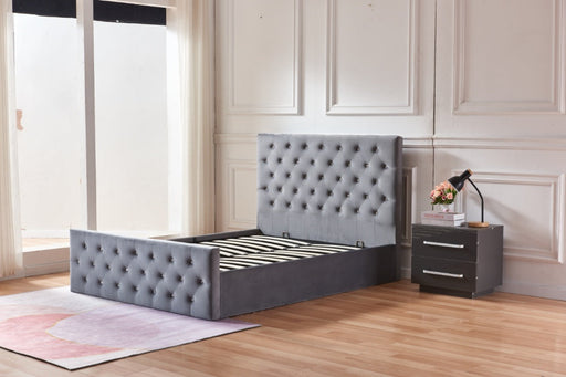 Lit coffre 2 places 140X190 cm VICTORIA Velours gris