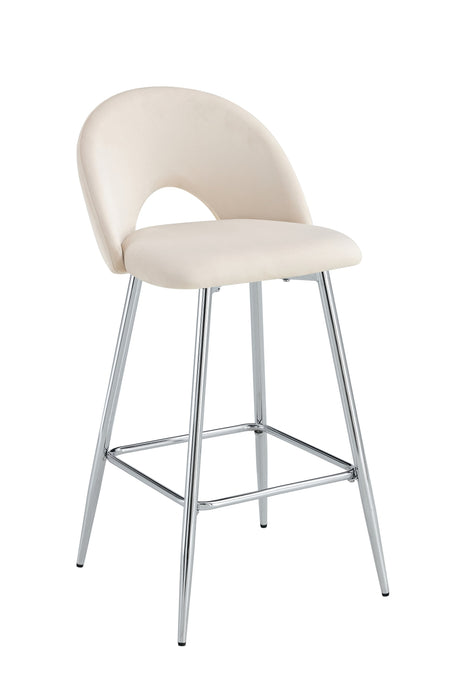 TABOURET DE BAR TEDDY PIED CHROME VELOURS BEIGE - image 1