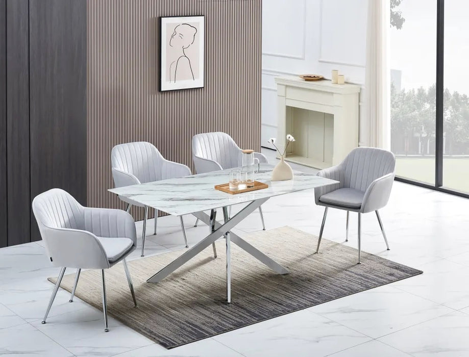 Table Repas JESSICA Chrome et plateau en verre 150 cm 4 à 6 couverts - image 1