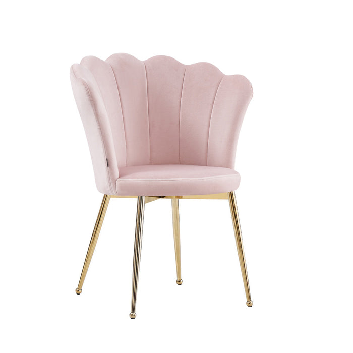 Chaise NYMPHEA pieds Gold assise Velours rose