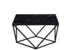 TABLE BASSE ALINA METAL NOIR VERRE MARBRE NOIR 80X80X45CM