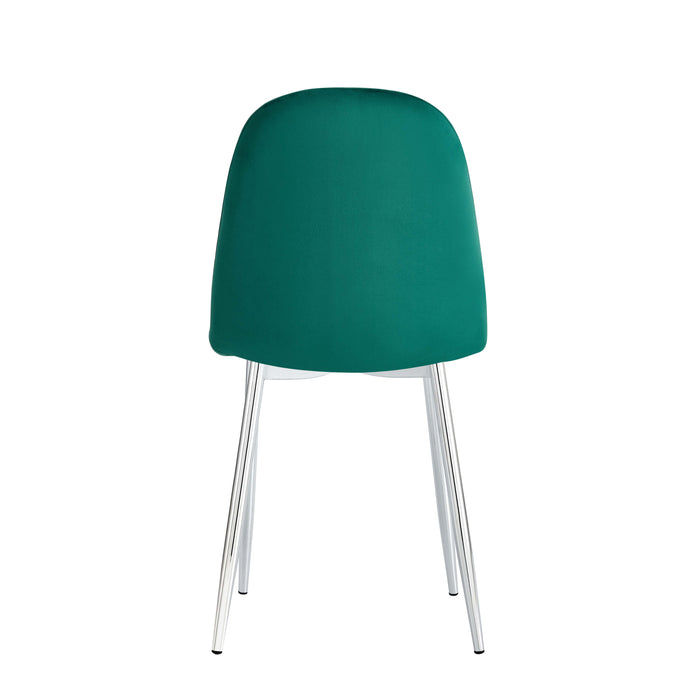CHAISE SCANDINAVE VELOURS VERT SAPIN PIED CHROME - image 3