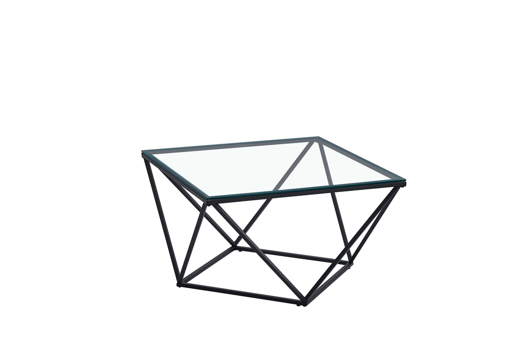 TABLE BASSE ALINA METAL NOIR VERRE TRANSPARENT 80X80X45CM - image 2
