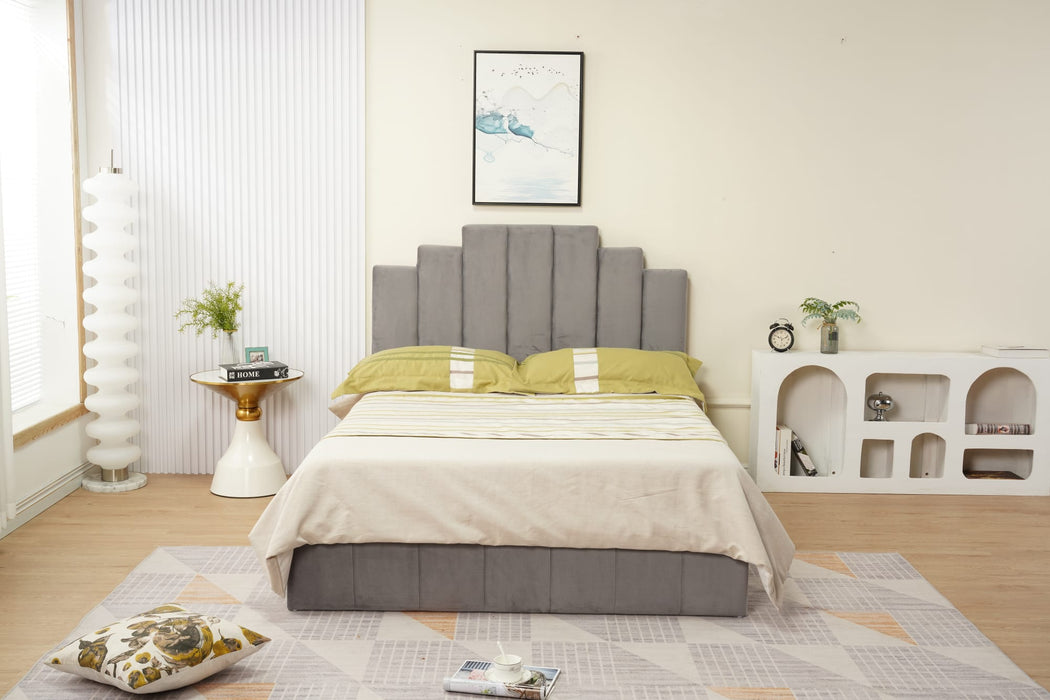 LIT COFFRE BOX PIANO GRIS 90x190cm