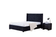 Lit 2 places 140x190 cm velours clouté ERES sommier inclus noir