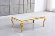 Table basse BAROQUE Gold  120x60x45 cm marbré blanc