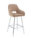 TABOURET DE BAR ATHENA PIED CHROME VELOURS TAUPE - image 1