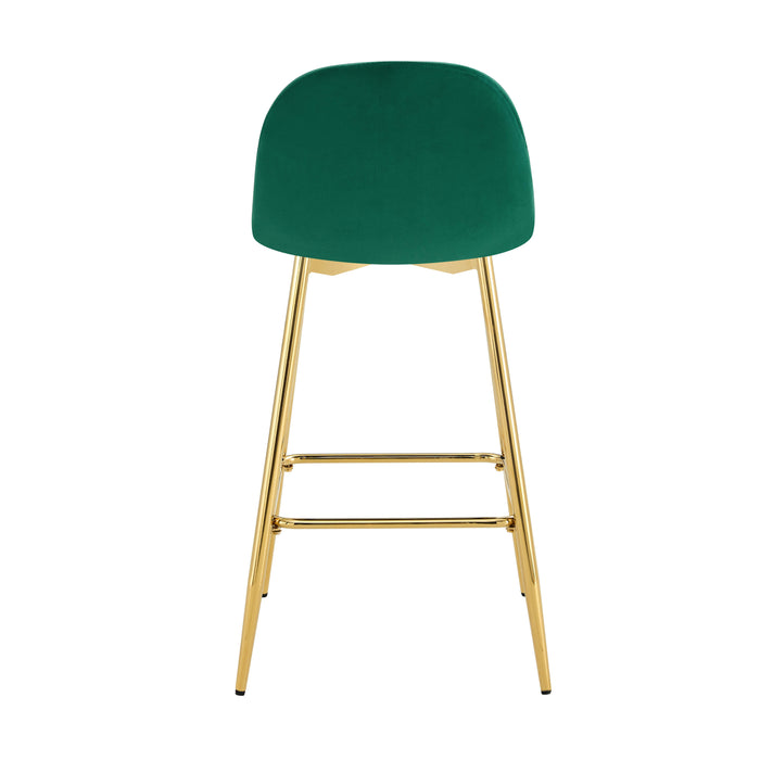 TABOURET DE BAR SCANDINAVE PIED GOLD VELOURS VERT SAPIN - image 2