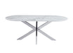 TABLE REPAS MANON PIED CHROME PLATEAU CERAMIQUE MARBRE BLANC 200x100cm - image 1