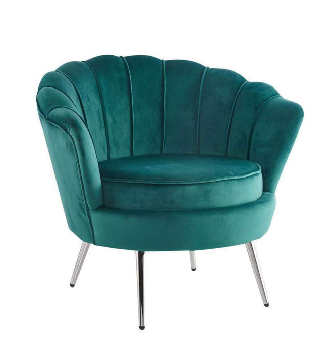 Fauteuil NYMPHEA chrome en velours vert