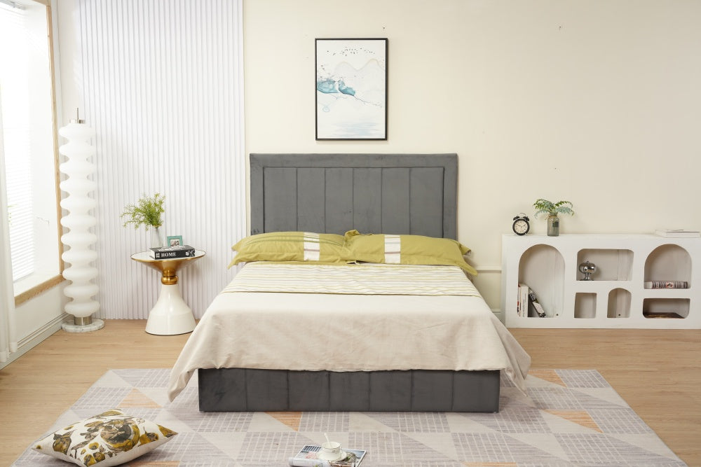 Cadre de lit POLO velours 160x200cm gris-anthracite