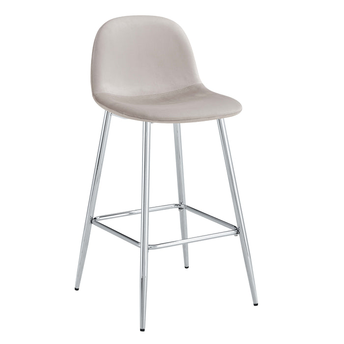 TABOURET DE BAR SCANDINAVE PIED CHROME VELOURS TAUPE - image 1