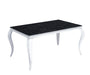 Table à manger BAROQUE 6 à 8 couverts pieds chrome plateau en verre 180x90 cm marbré noir