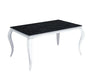 Table à manger BAROQUE 4 à 6 couverts pieds chrome plateau en verre 150x90 cm marbré noir