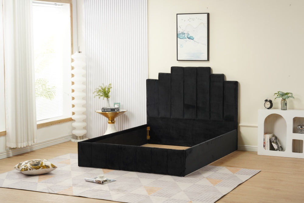 Cadre de lit PIANO velours 140x190cm noir