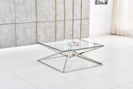 Table basse carrée PYRAMIDE 100x100 cm chrome