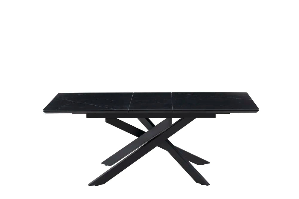 Table extensible AGATHE métal noir plateau Céramique marbré noir