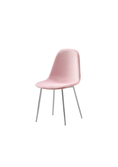 Chaise  SCANDINAVE en velours pieds chrome rose