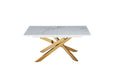 Table extensible AGATHE Gold plateau Céramique marbré blanc