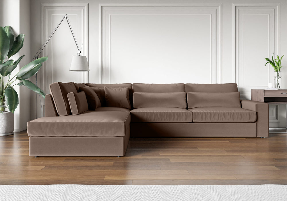 CANAPE LE BRISTOLA ANGLE GAUCHE VELOURS MOKA 315X230cm - image 1