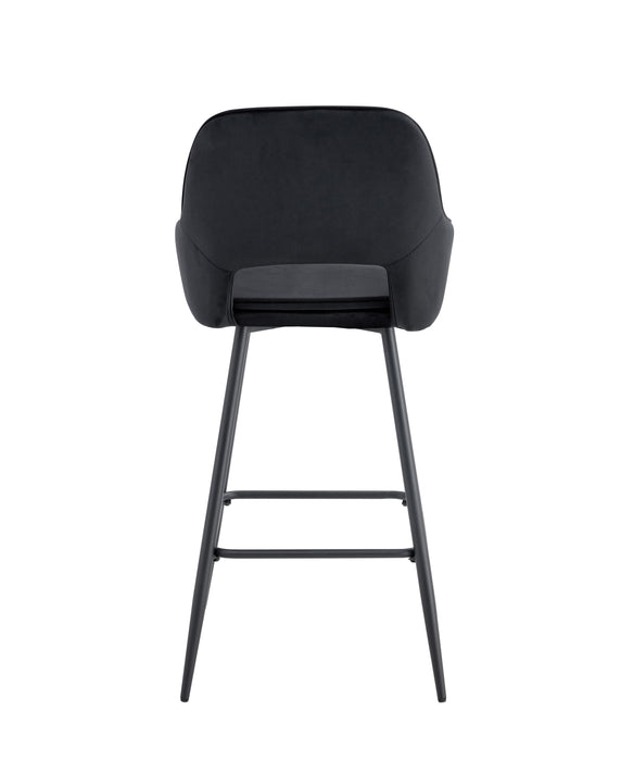 TABOURET DE BAR ATHENA PIED METAL NOIR VELOURS NOIR - image 2