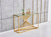 Console luxury BRITTANY gold en verre Transparent 120x40x78 cm