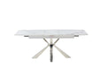 Table extensible BIANCA Chrome plateau Céramique marbré blanc