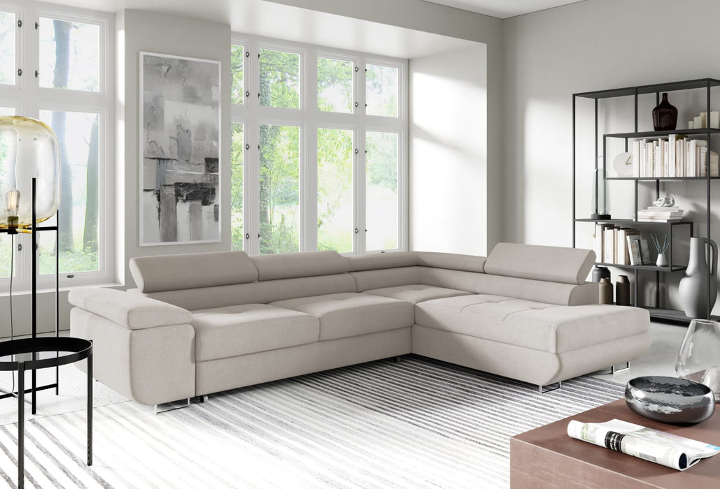 CANAPE TOULOUSE ANGLE DROIT CONVERTIBLE BEIGE IMPRIME 275x205cm - image 1