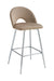 TABOURET DE BAR TEDDY PIED CHROME VELOURS TAUPE - image 1