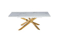 Table extensible AGATHE Gold plateau Céramique marbré blanc