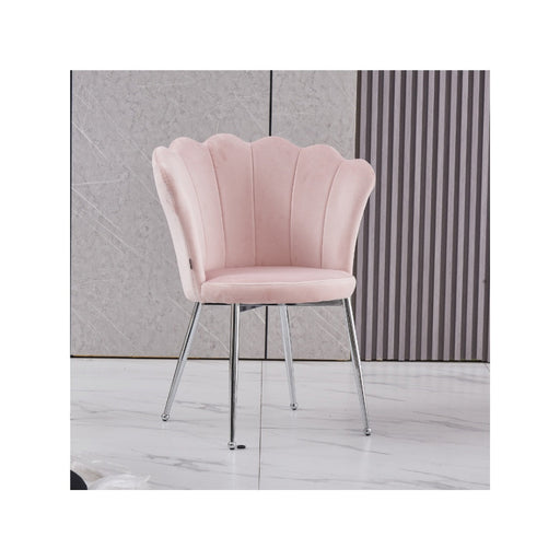 Chaise NYMPHEA pieds Chrome assise Velours rose