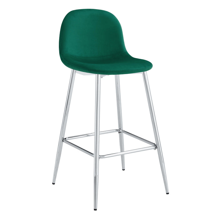 TABOURET DE BAR SCANDINAVE PIED CHROME VELOURS VERT SAPIN - image 1