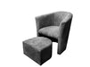 Fauteuil LINA + pouf velours cotelé gris