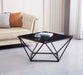 TABLE BASSE ALINA METAL NOIR VERRE MARBRE NOIR 80X80X45CM - image 4