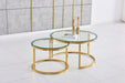 Table Basse Gigogne ARTO Gold et plateau en verre transparent