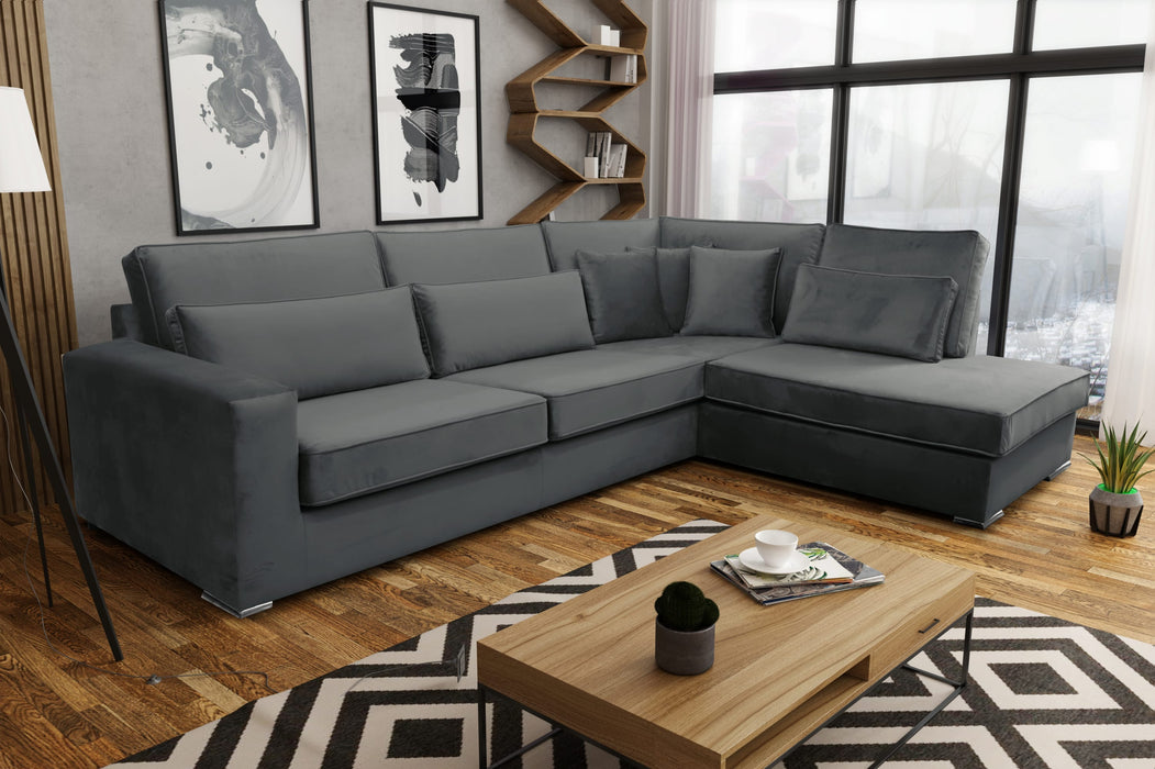 CANAPE BRISTOL ANGLE DROIT VELOURS ANTHRACITE 316x230cm - image 1