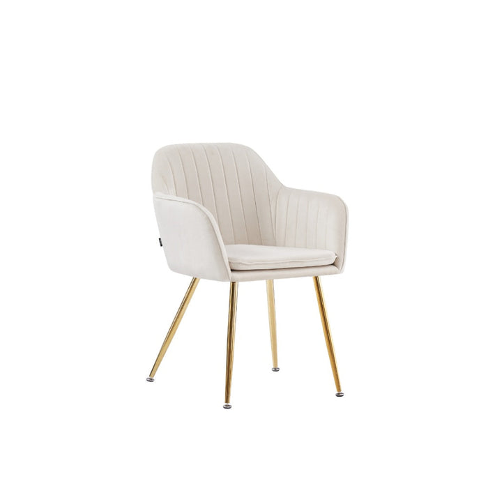 Chaise Chic KANVAS en velours pieds Gold écru