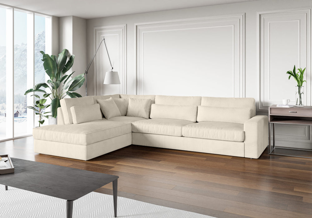 CANAPE BRISTOL ANGLE GAUCHE COTELE BLANC BEIGE 315x230cm - image 1
