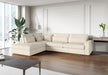 CANAPE BRISTOL ANGLE GAUCHE COTELE BLANC BEIGE 315x230cm - image 1