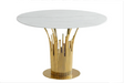 Table à manger ronde FLUTE Gold marbré blanc