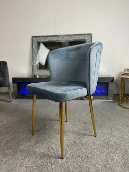 Chaise moderne DIANA gold velours bleu