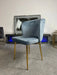 Chaise moderne DIANA gold velours bleu