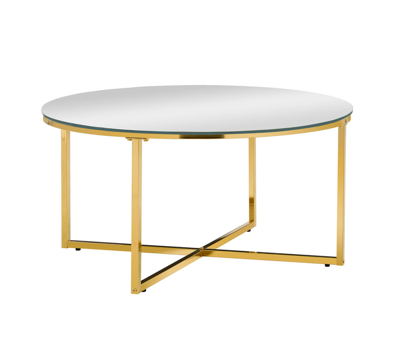 TABLE BASSE LORIE PIED GOLD MIROIR 90CM - image 1
