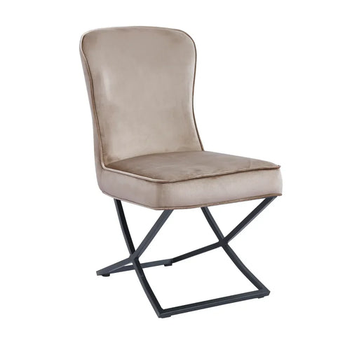 Chaise GABRIELLE Métal noir Velours Capitonné taupe